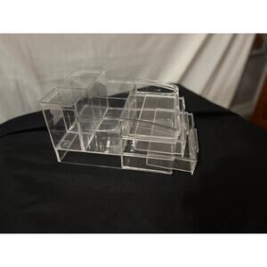 Clear Acrylic Makeup Organizer Cosmetic Skincare Display 2 Drawers
